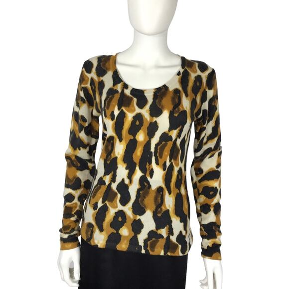 Leopard Cashmere Sweater 100% Cashmere Animal Print by My Tribe - Picture 1 of 6